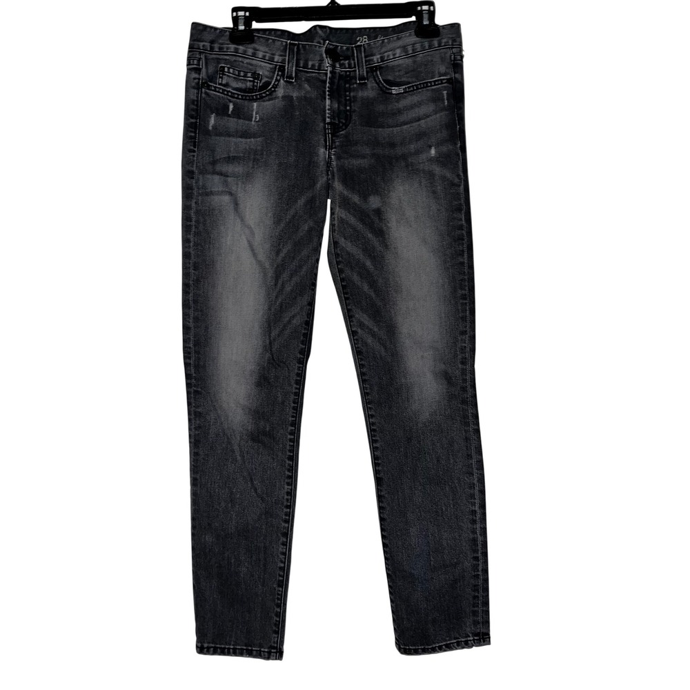 J.Crew Toothpick Ankle Jeans Womens 28 Faded Black Distressed Skinny Denim Pants